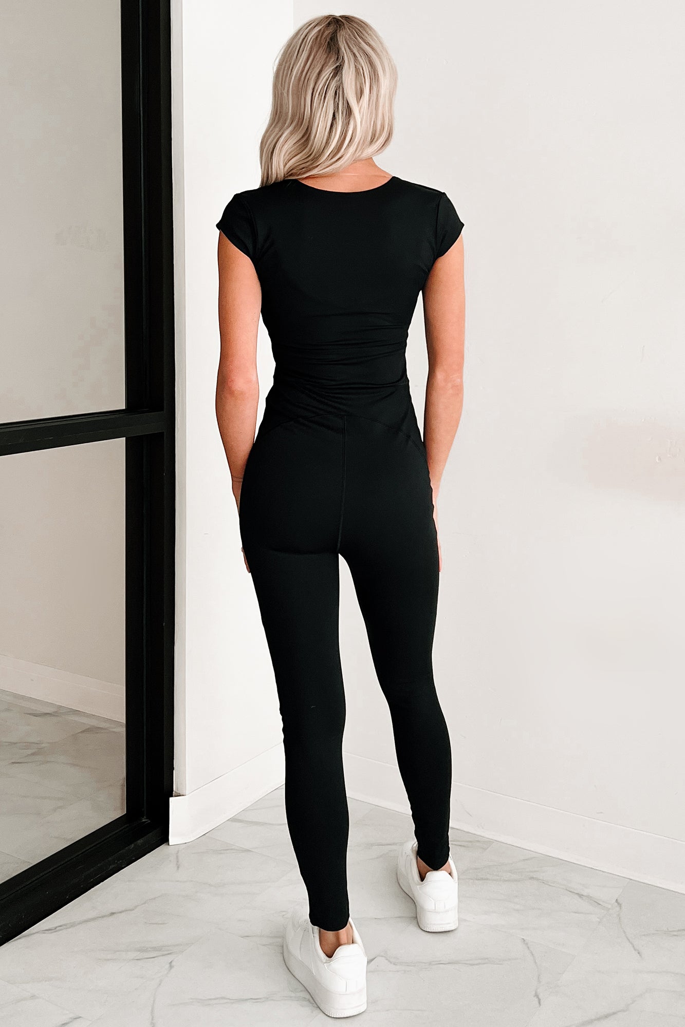 Sleek As The Night Deep V Catsuit (Black)